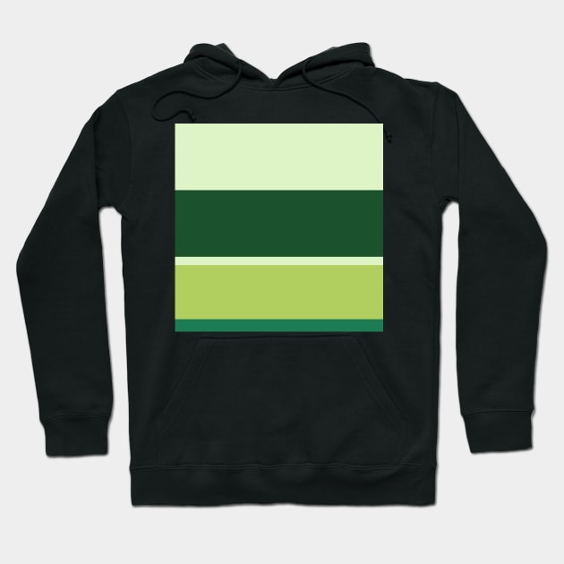 A striking joint of Dark Sea Green, Seafoam Blue, Tea Green, Pine and Light Olive stripes. Hoodie by Sociable Stripes